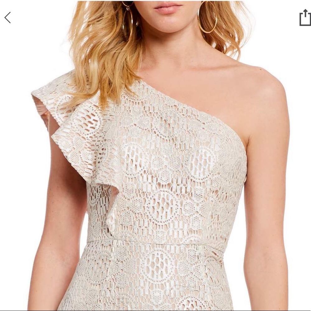 Trina Turk Launch Metallic Lace One Shoulder Sheath Dress Size 2 NWT
